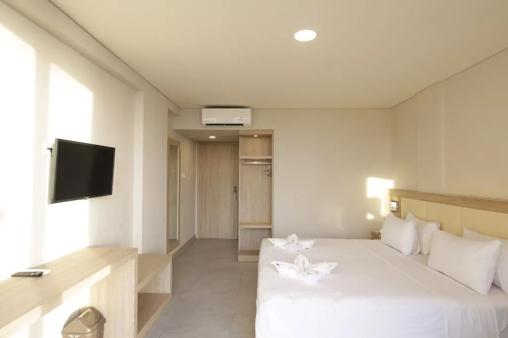 Modern sea view room interior for 300 hour yoga teacher training Bali