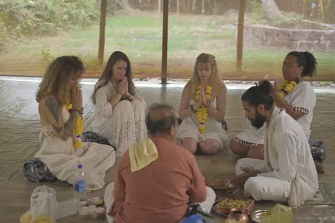Opening ceremony with flower garlands at DivinePath Goa