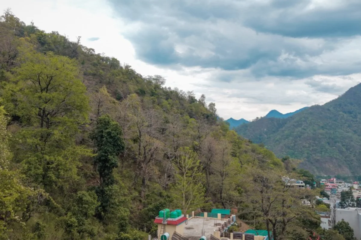 Mountain and town view from Divinepath Yoga School Rishikesh
