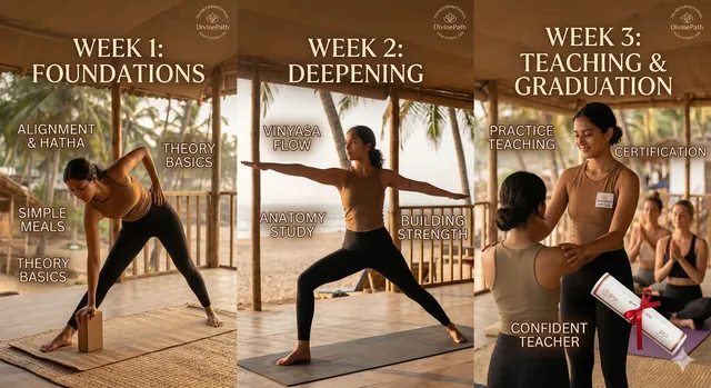 Goa yoga teacher training week by week guide