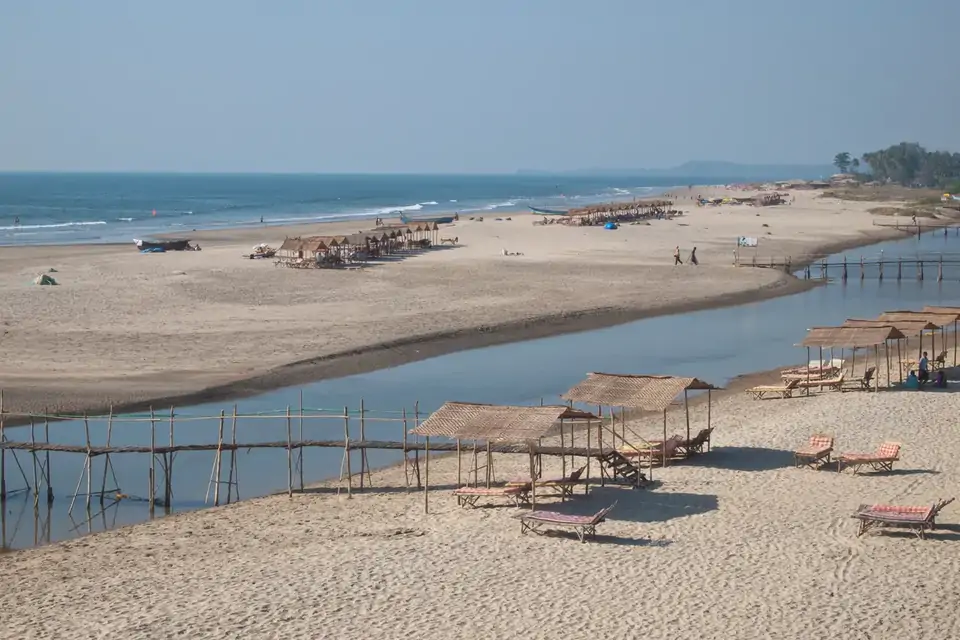 Mandrem beach in North Goa during dry season
